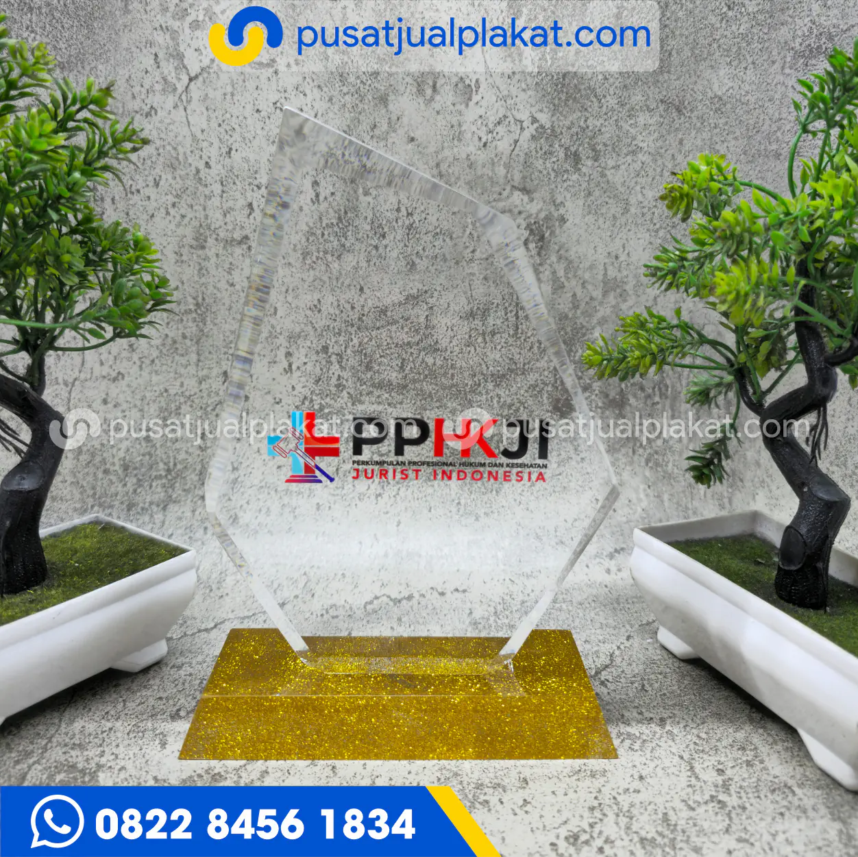 Jual Plakat Bevel Akrilik Kombinasi Resin Glitter Gold Profesional