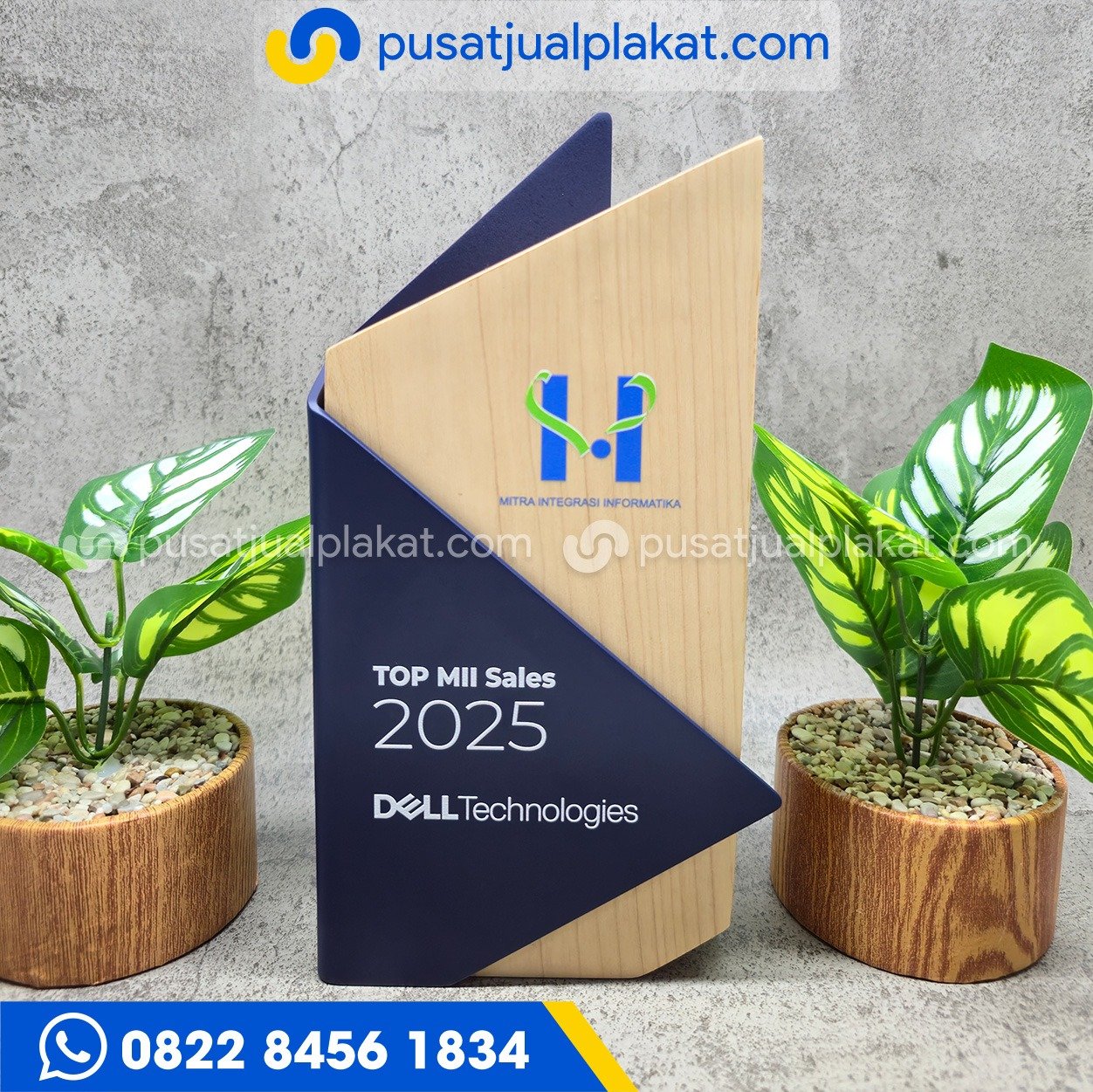 Jual Plakat Dell Custom Eksklusif Kombinasi Akrilik dan Kayu HPL