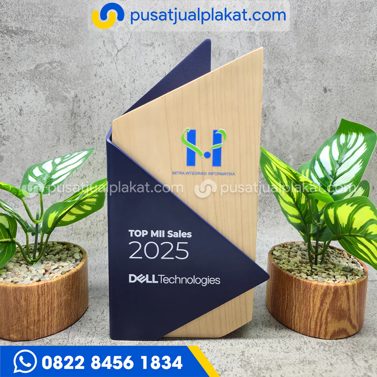 Jual Plakat Dell Custom Eksklusif Kombinasi Akrilik dan Kayu HPL