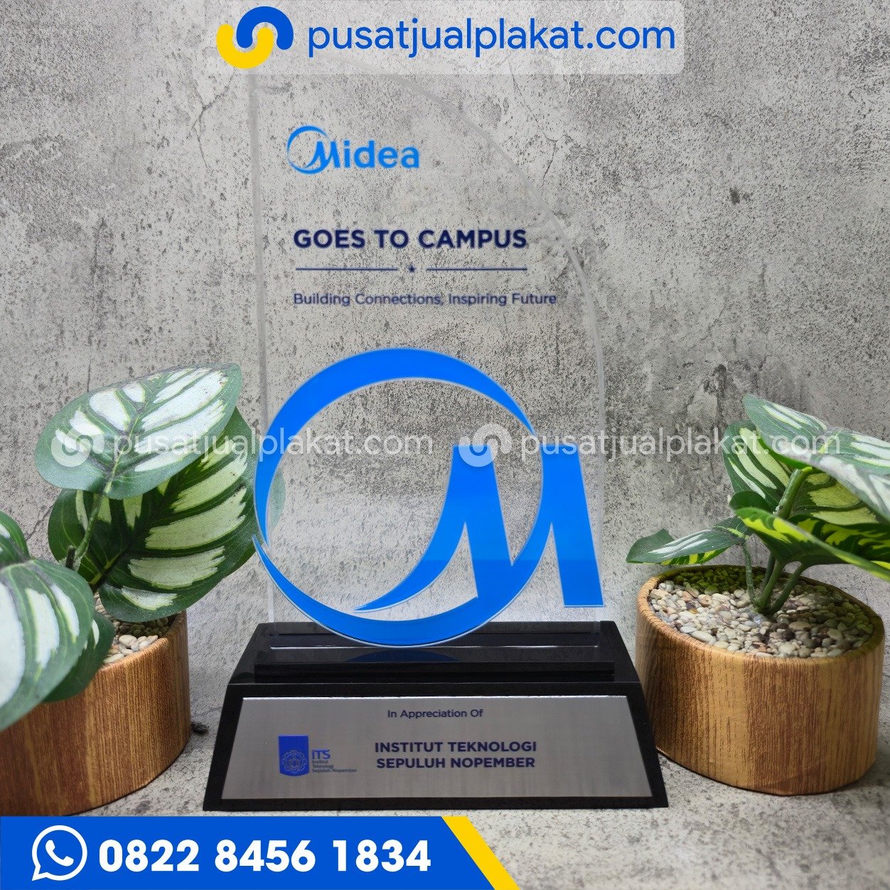 Jual Plakat Midea Custom Akrilik Stainless Profesional dan Eksklusif